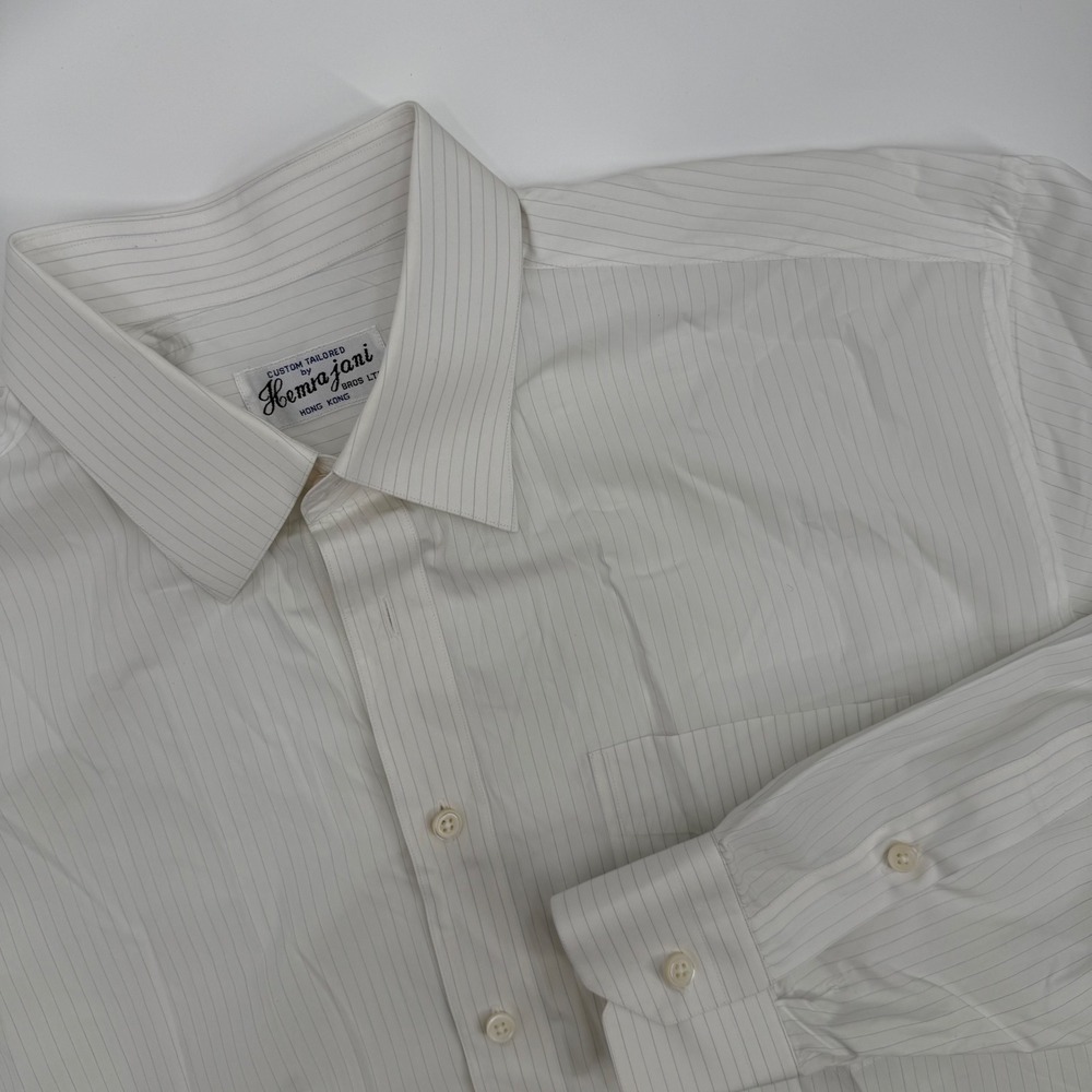 Custom Tailored‎ Hemrajani Bros LTD Dress Shirt Mens Striped Long Sleeve XXL